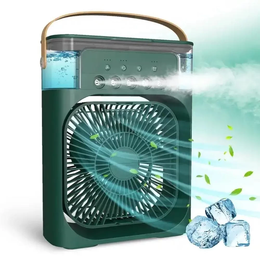 Portable Humidifier Conditioner Household Small Air Cooler Adjustment For Office 3 Speed Fan- White, Black & Green Color