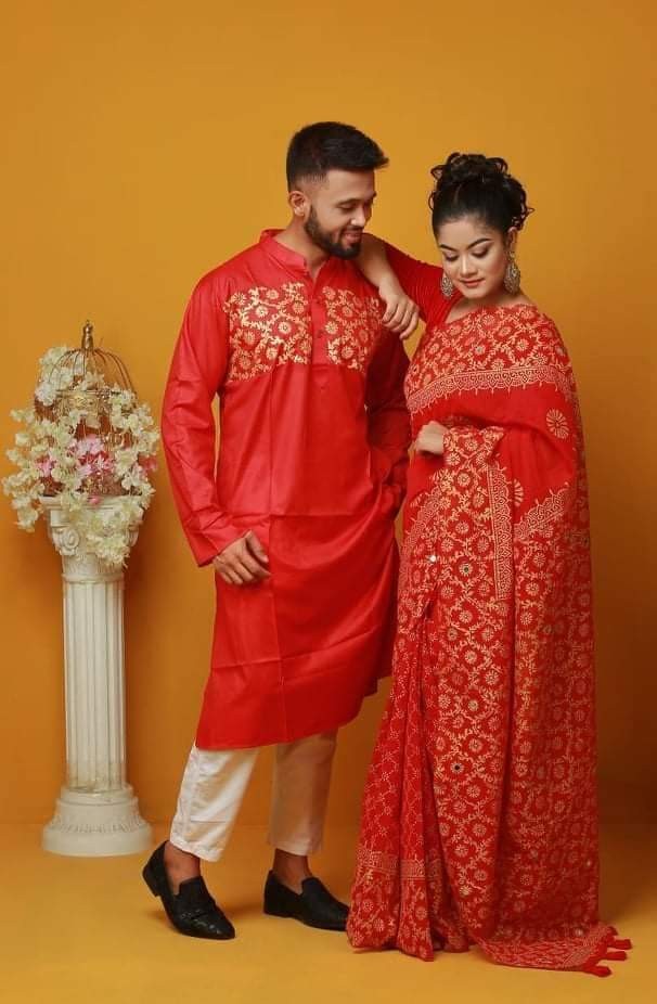 Occasional Dress, Couple Set, Matching Dress, Traditionally Dress for Sari & Panjabi