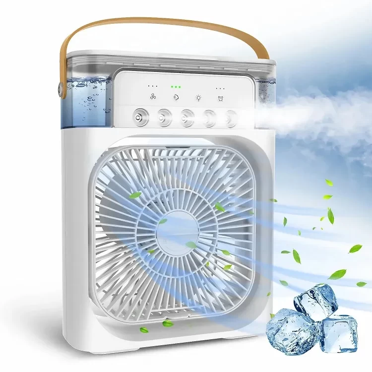 Portable Humidifier Conditioner Household Small Air Cooler Adjustment For Office 3 Speed Fan- White Color