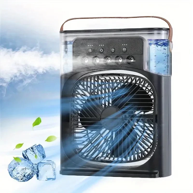 Portable Humidifier Conditioner Household Small Air Cooler Adjustment For Office 3 Speed Fan- Black Color