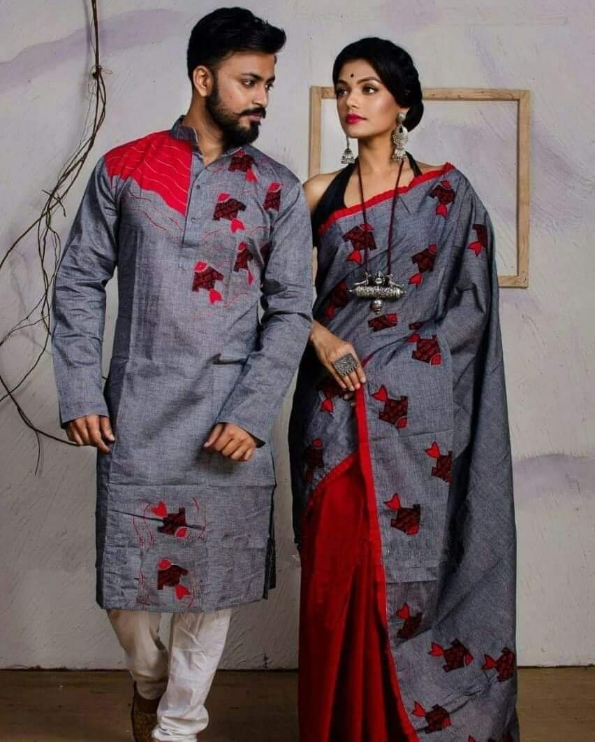 Occasional Dress, Couple Set, Matching Dress, Traditionally Dress for Sari & Panjabi