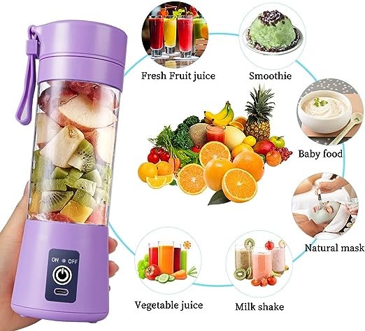 Portable Blender, Personal Mini Bottle Travel Electric Smoothie Blender Maker Fruit Juicer Cup, with 13oz Bottles